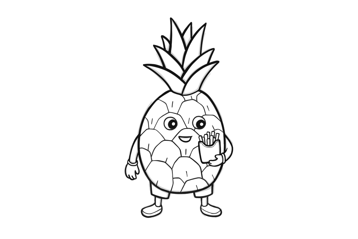 A pineapple holding some McDonald's chips