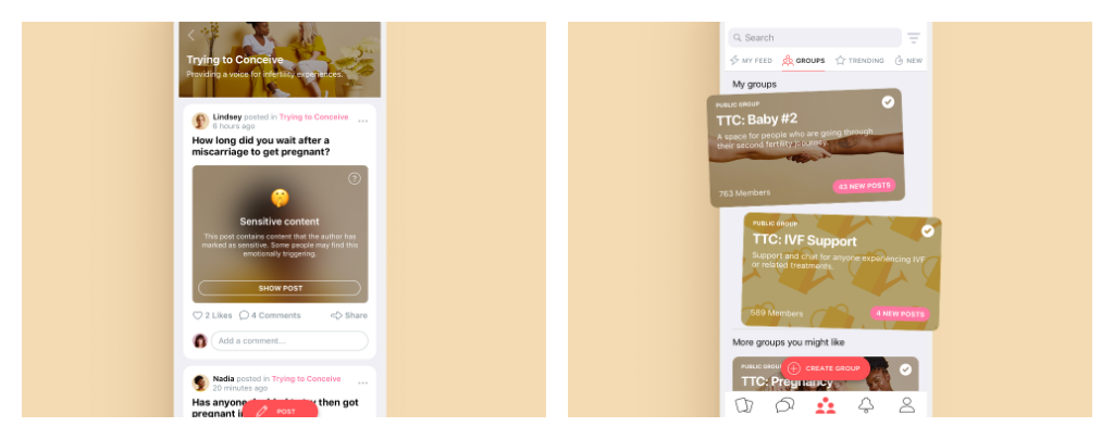 Message boards and chat on the Peanut app